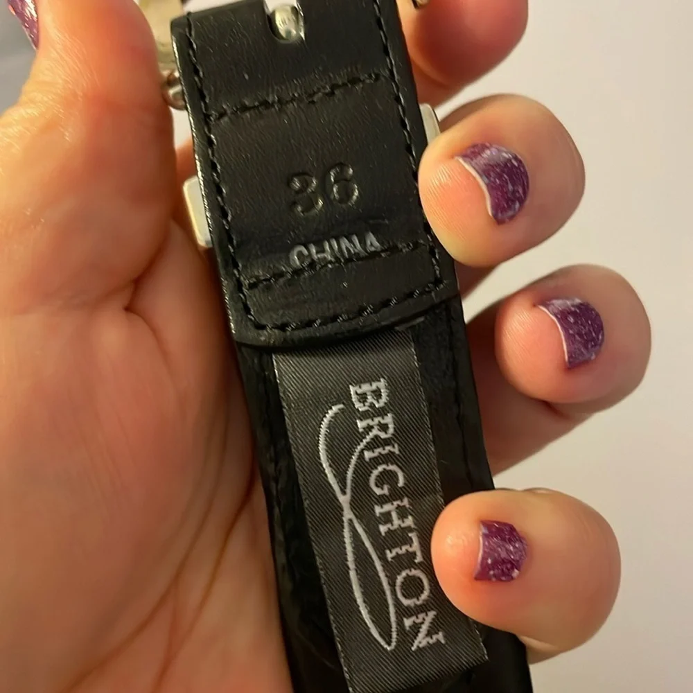 Brighton Leather Black with Brown Inlay design Reptile  size 36